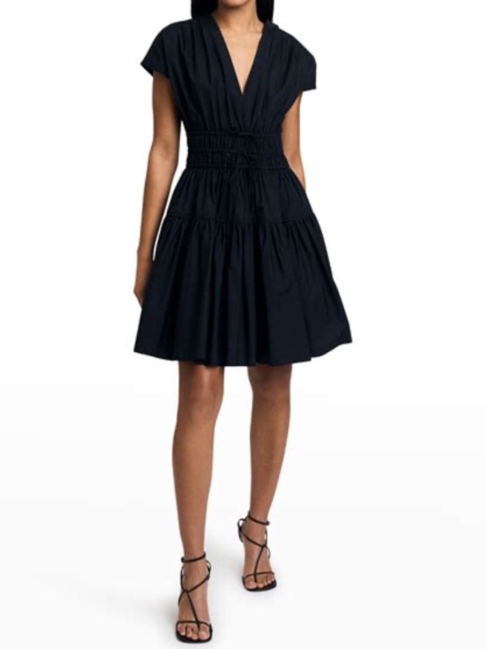 Derek Lam Tora Smocked Mini Black Dress Size 8